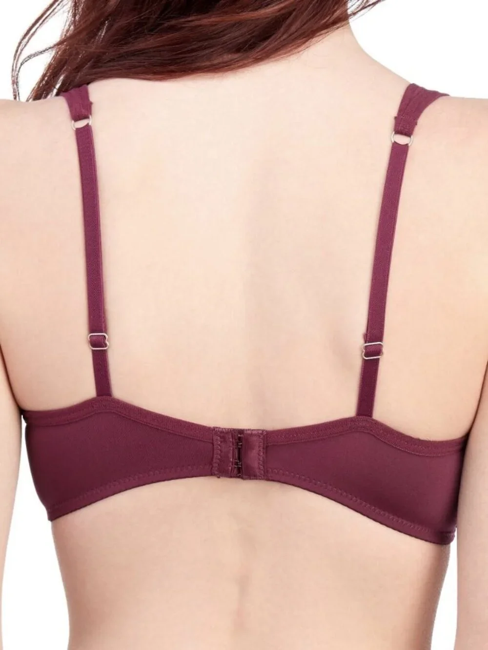 NWT Vince Camuto T-Shirt Bra Logo Mesh Panel 34C Lined Burgundy Red UW VC051156